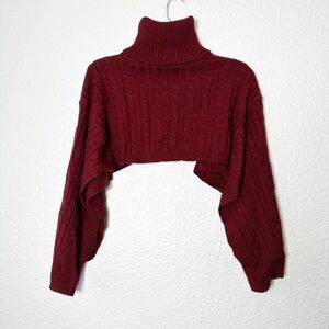 NWOT Amazon Maroon Turtleneck Crop Sweater